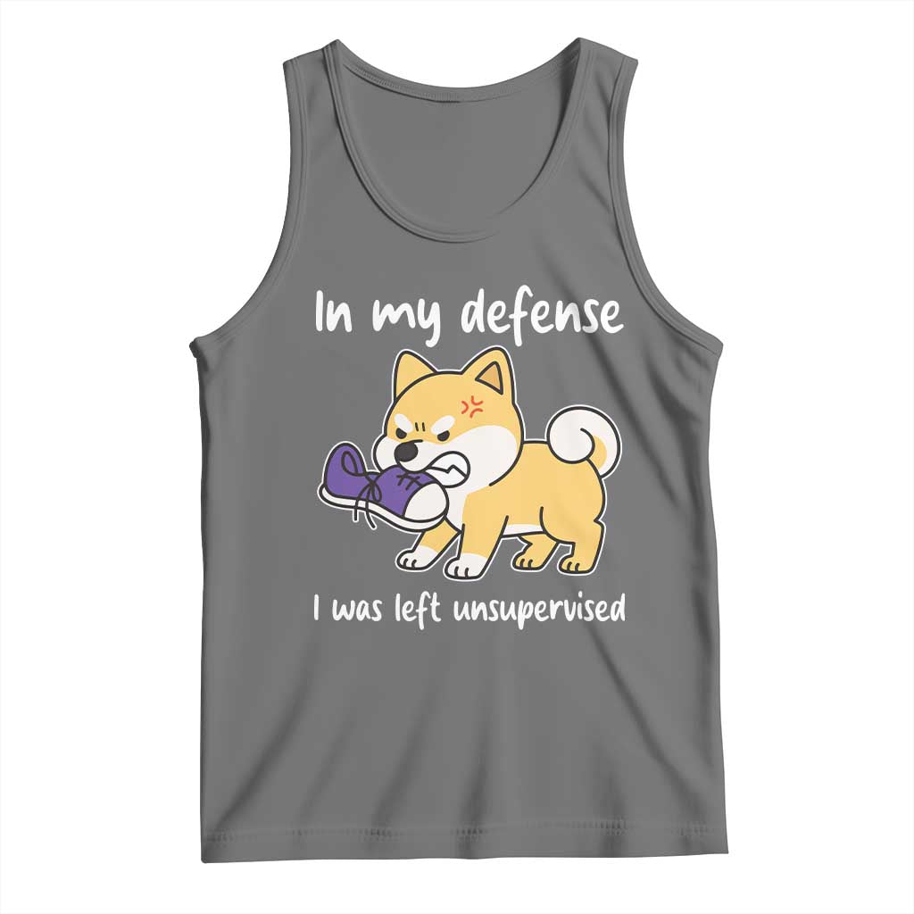 Sarcastic Dog Lover Tank Top In My Defense I Was Left Unsupervised TS12 Black Heather Print Your Wear