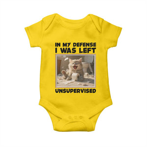 Funny Cat Humor Baby Onesie In My Defense I Was Left Unsupervised TS12 Daisy Print Your Wear