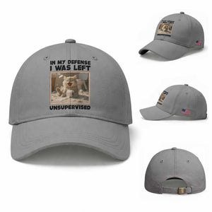 Funny Cat Humor Baseball Cap In My Defense I Was Left Unsupervised TS12 Baseball Cap Universal Fit Sport Gray Print Your Wear