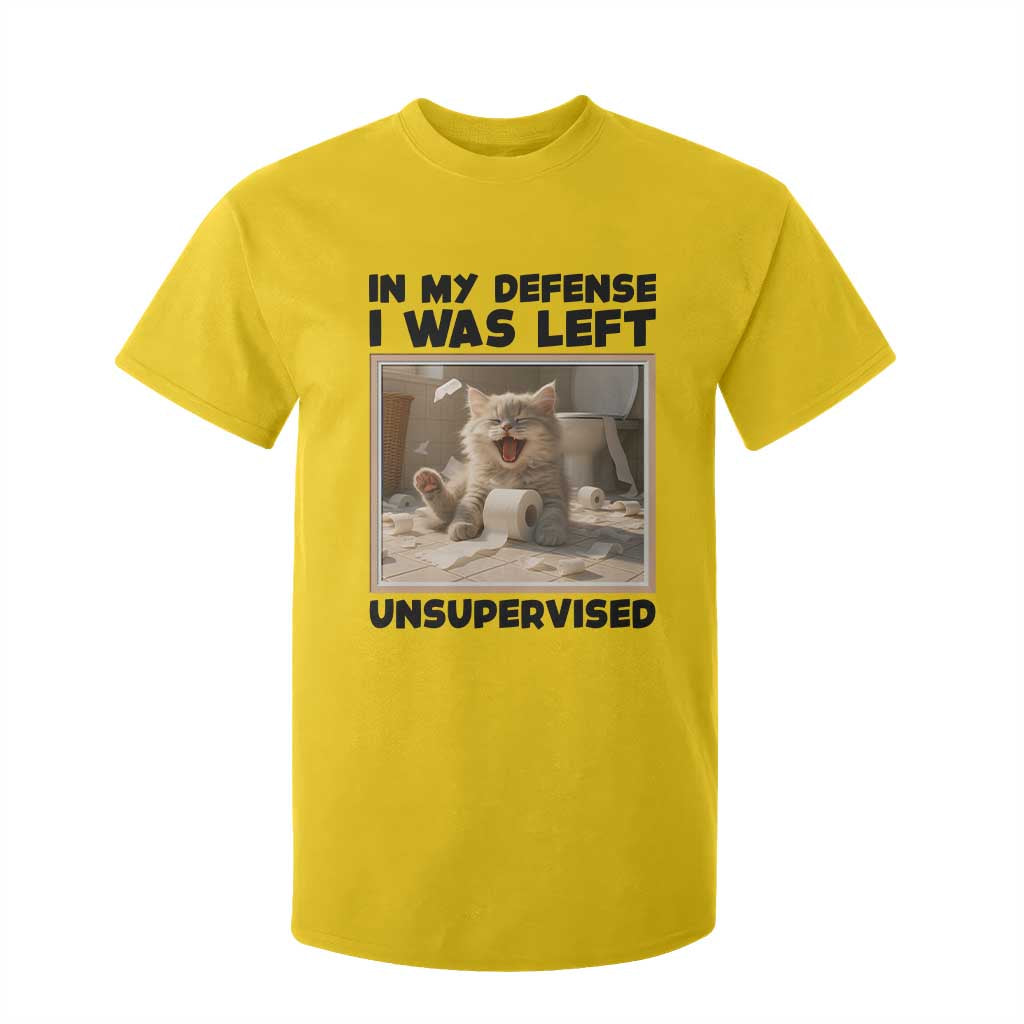 Funny Cat Humor T Shirt For Kid In My Defense I Was Left Unsupervised TS12 Daisy Print Your Wear
