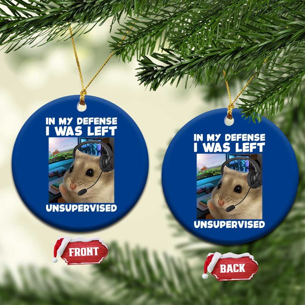 Funny Hamster Gamer Ceramic Ornament In My Defense I Was Left Unsupervised TS12 1pc Blue Print Your Wear