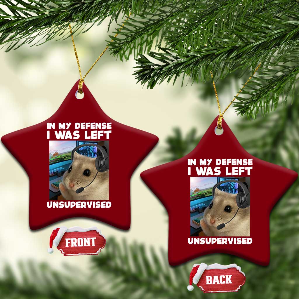 Funny Hamster Gamer Ceramic Ornament In My Defense I Was Left Unsupervised TS12 Print Your Wear