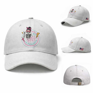 My Wife Is Psychotic Baseball Cap Funny Messy Bun Skeleton Sarcastic TS12 Baseball Cap Universal Fit White Print Your Wear