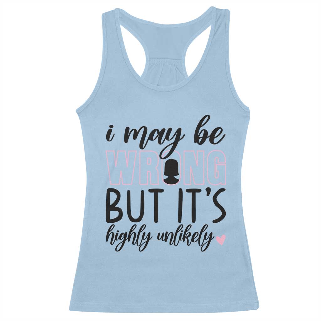 I May Be Wrong But It Is Highly Unlikely Racerback Tank Top Funny Sarcastic TS12 Light Blue Print Your Wear
