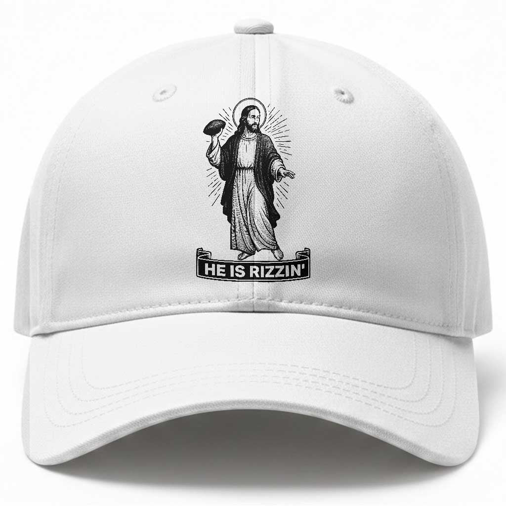 Christian Football Lover Baseball Cap He Is Rizzin Funny Gift TS12 Print Your Wear