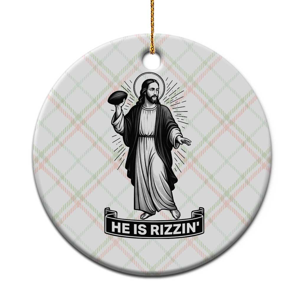 Christian Football Lover Ceramic Ornament He Is Rizzin Funny Gift TS12 1pc Christmas Plaid Print Your Wear