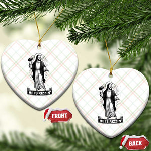 Christian Football Lover Ceramic Ornament He Is Rizzin Funny Gift TS12 Print Your Wear