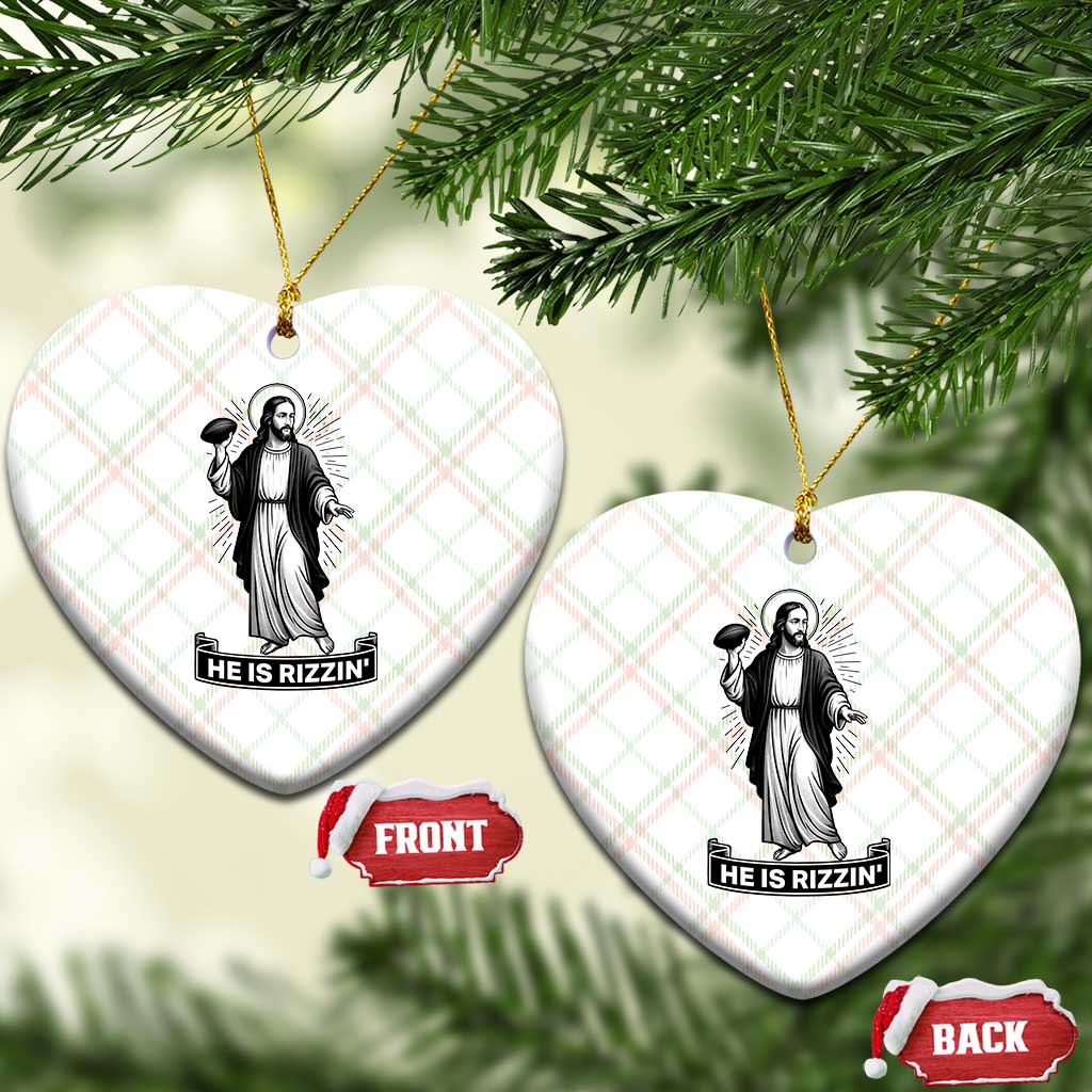 Christian Football Lover Ceramic Ornament He Is Rizzin Funny Gift TS12 Print Your Wear