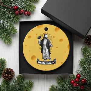 Christian Football Lover Ceramic Ornament He Is Rizzin Funny Gift TS12 1pc Yellow Cheese Print Your Wear