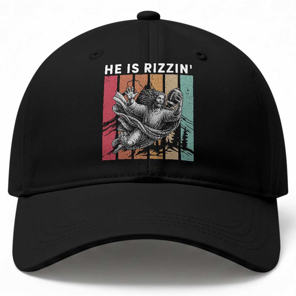 He Is Rizzin Baseball Cap Funny Christian Football Lover Gift TS12 Print Your Wear
