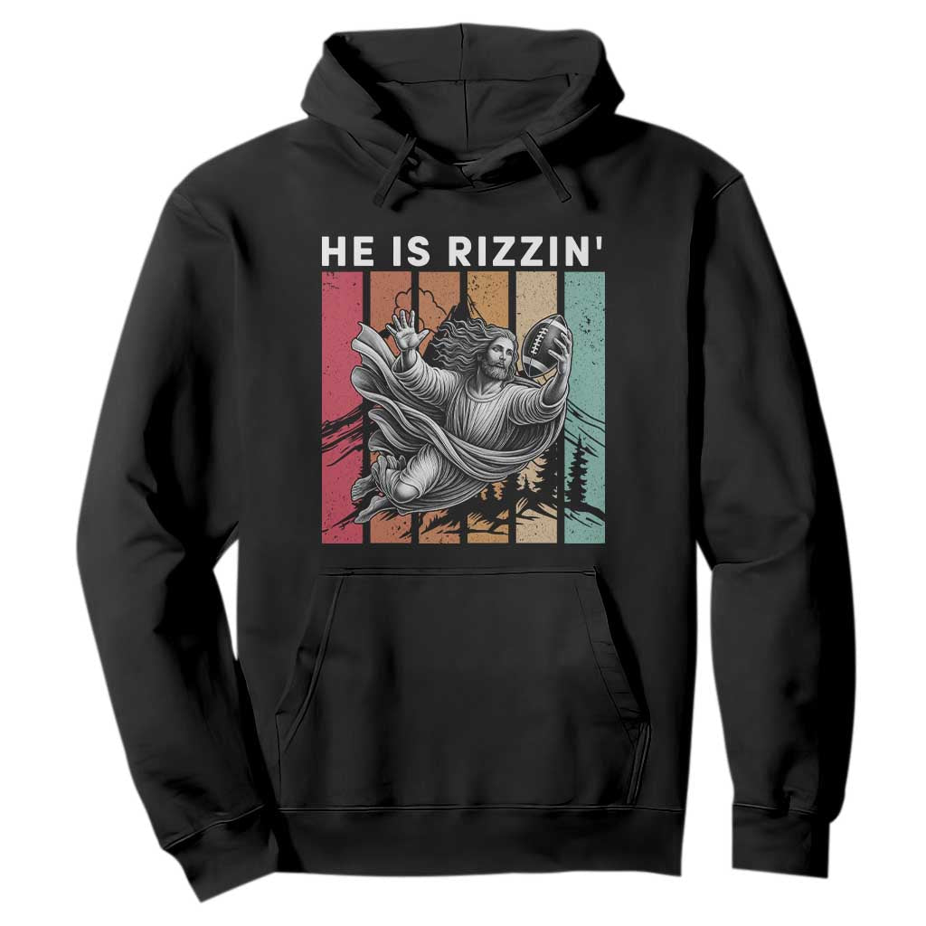 He Is Rizzin Hoodie Funny Christian Football Lover Gift TS12 Black Print Your Wear