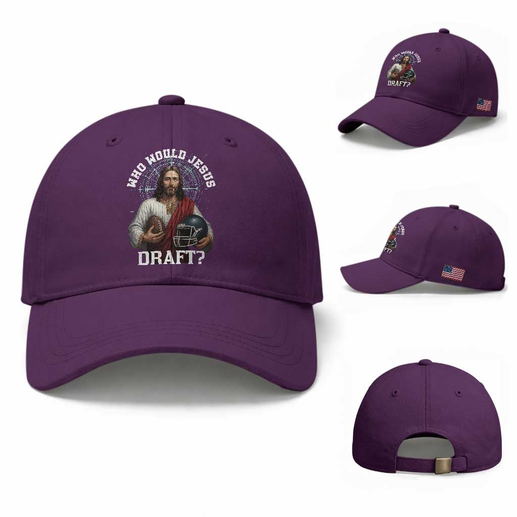 Christian Football Gift Baseball Cap Who Would Jesus Draft TS12 Baseball Cap Universal Fit Purple Print Your Wear