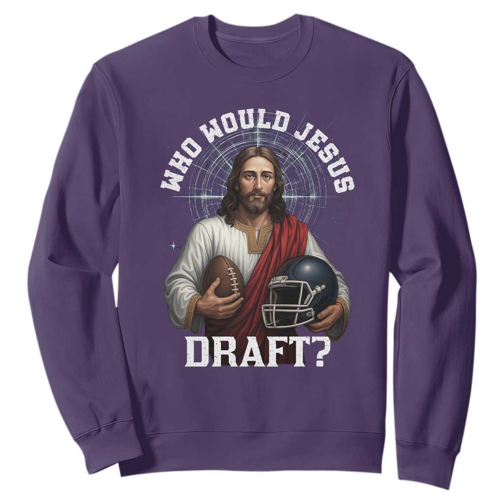 Christian Football Gift Sweatshirt Who Would Jesus Draft TS12 Purple Print Your Wear