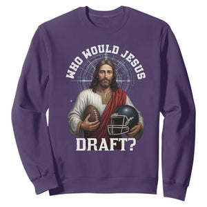 Christian Football Gift Sweatshirt Who Would Jesus Draft TS12 Purple Print Your Wear