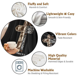 Christian Football Player Gift Throw Blanket God Gives Me Strength TS12 Print Your Wear