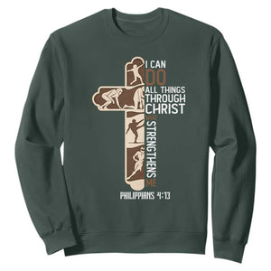 Christian Football Player Gift Sweatshirt God Gives Me Strength TS12 Dark Forest Green Print Your Wear