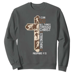 Christian Football Player Gift Sweatshirt God Gives Me Strength TS12 Dark Heather Print Your Wear