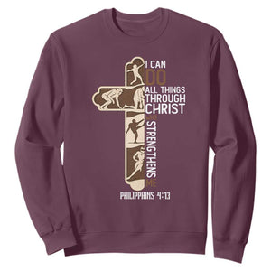 Christian Football Player Gift Sweatshirt God Gives Me Strength TS12 Maroon Print Your Wear