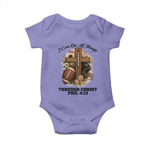 Christian Motivation Gift Baby Onesie I Can Do All Things Through Christ Bible Verse TS12 Violet Print Your Wear