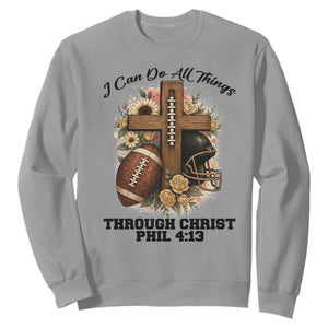 Christian Motivation Gift Sweatshirt I Can Do All Things Through Christ Bible Verse TS12 Sport Gray Print Your Wear