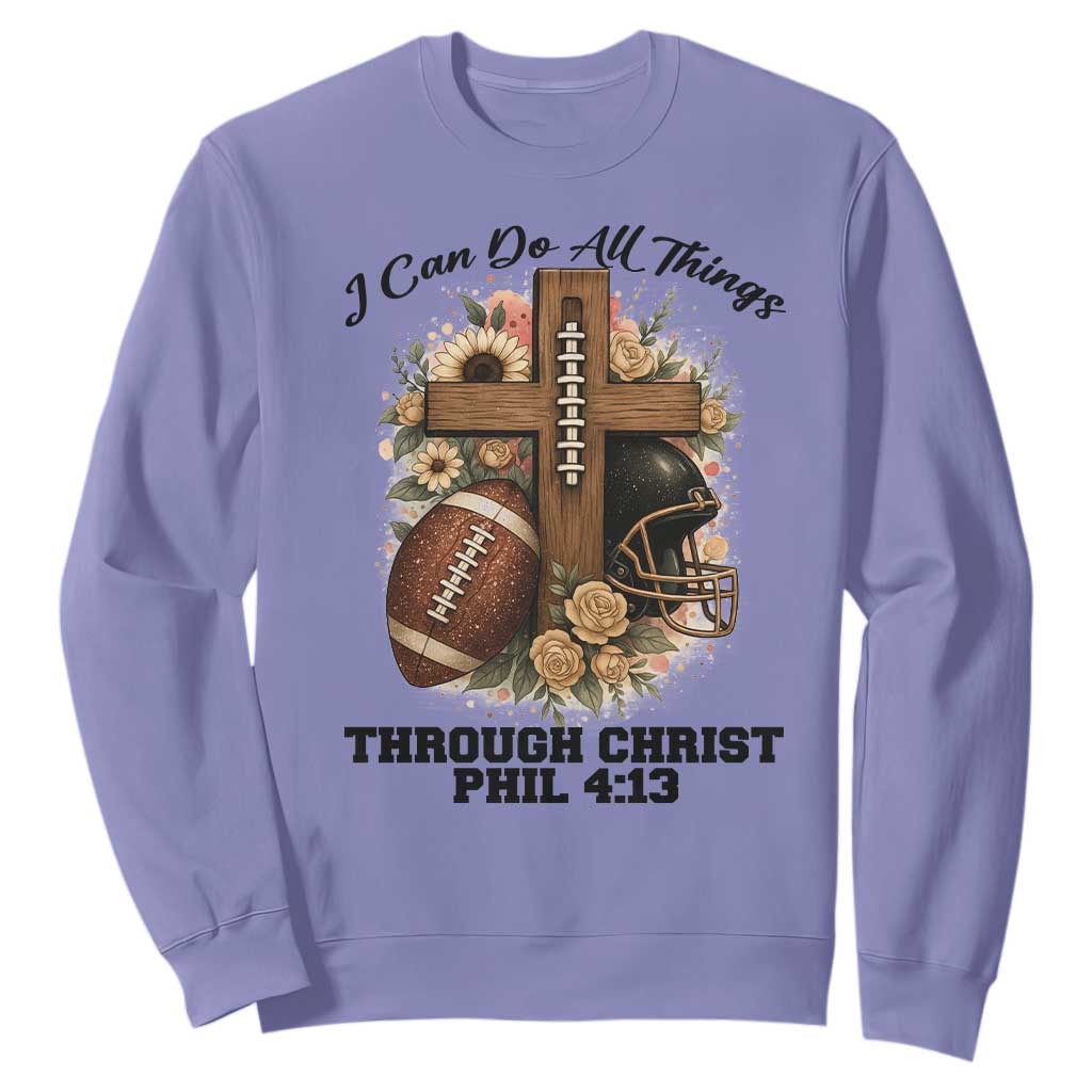 Christian Motivation Gift Sweatshirt I Can Do All Things Through Christ Bible Verse TS12 Violet Print Your Wear