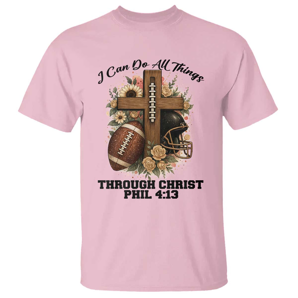 Christian Motivation Gift T Shirt I Can Do All Things Through Christ Bible Verse TS12 Light Pink Print Your Wear