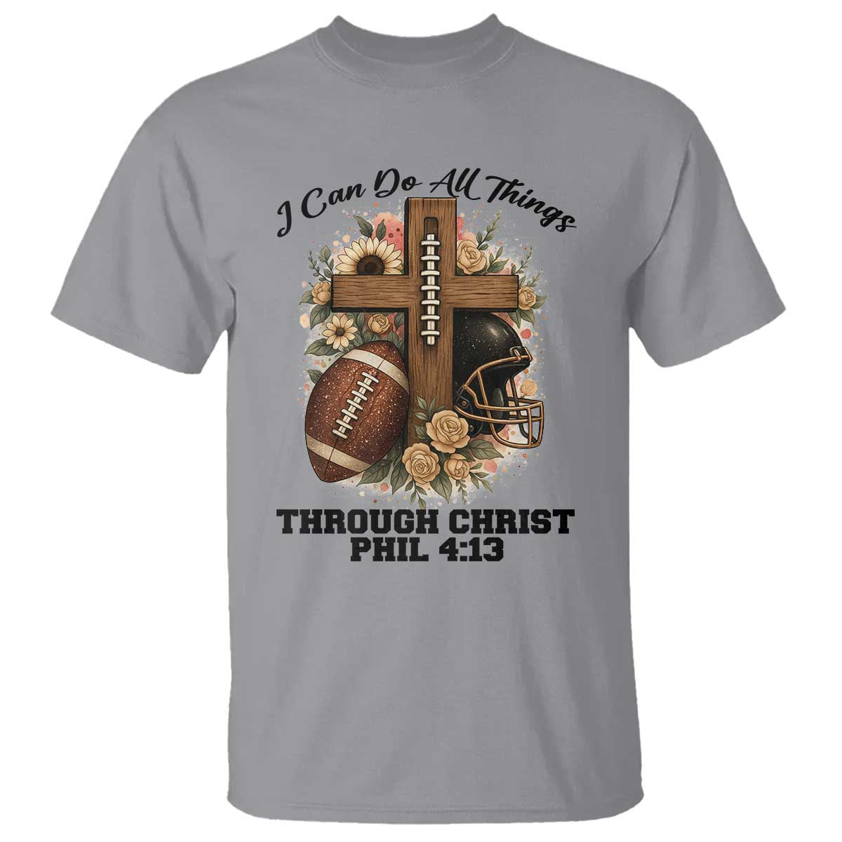 Christian Motivation Gift T Shirt I Can Do All Things Through Christ Bible Verse TS12 Sport Gray Print Your Wear