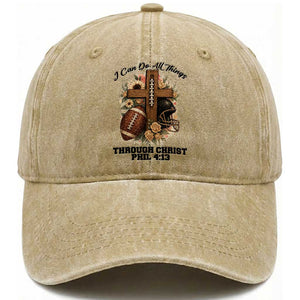 Christian Motivation Gift Washed Cotton Baseball Cap I Can Do All Things Through Christ Bible Verse TS12 Print Your Wear