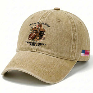 Christian Motivation Gift Washed Cotton Baseball Cap I Can Do All Things Through Christ Bible Verse TS12 Print Your Wear