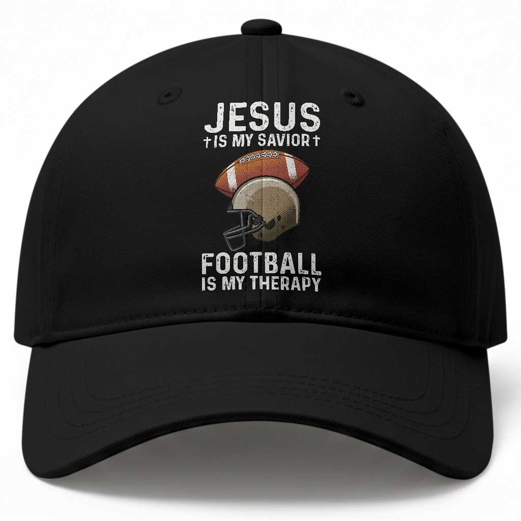 Jesus Is My Savior Football Is My Therapy Baseball Cap Christian Football Lover TS12 Print Your Wear