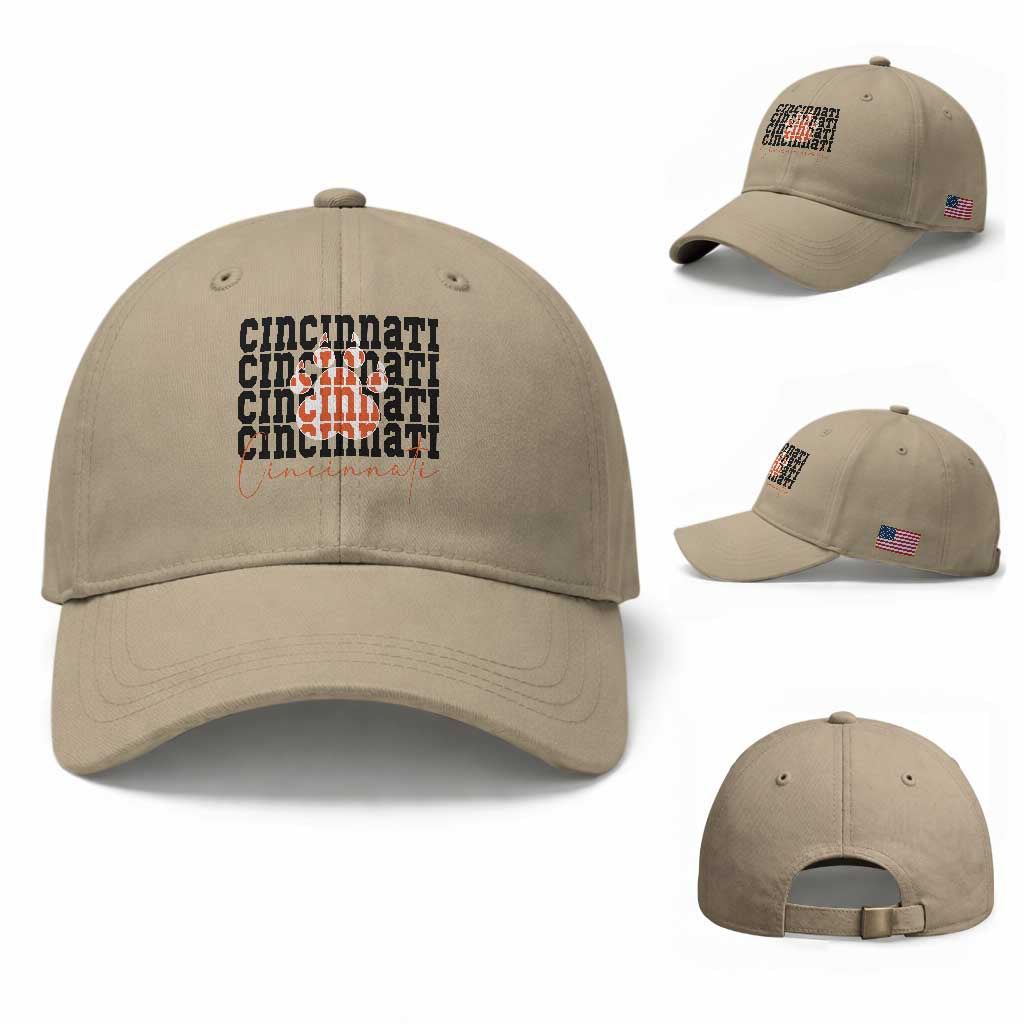CF TGR Paw Football Lover Gift Baseball Cap TS12 Baseball Cap Universal Fit Khaki Print Your Wear