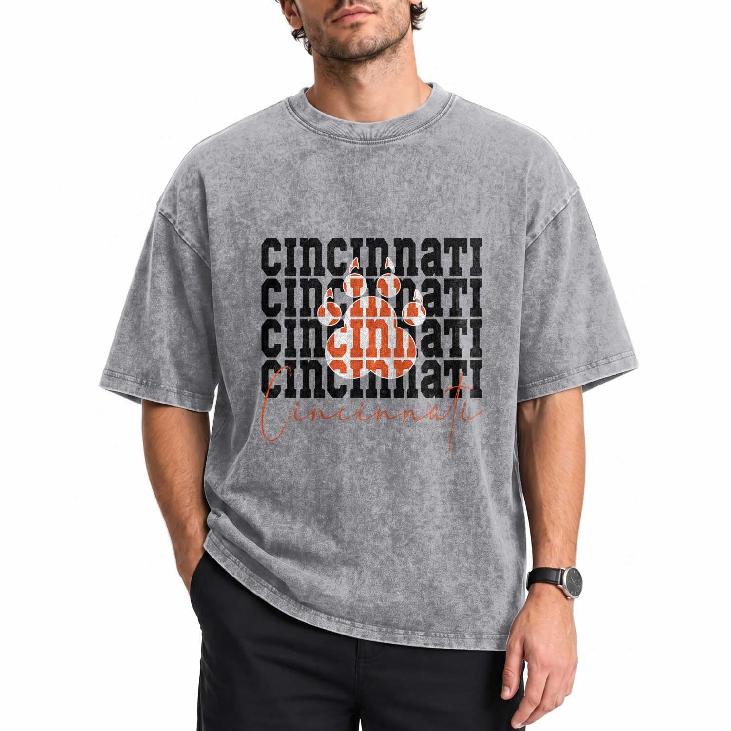 CF TGR Paw Football Lover Gift Washed Cotton T-Shirt