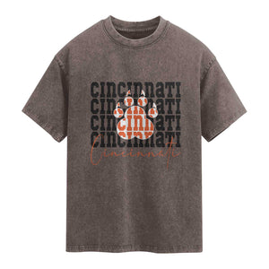 CF TGR Paw Football Lover Gift Washed Cotton T-Shirt