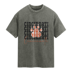 CF TGR Paw Football Lover Gift Washed Cotton T-Shirt