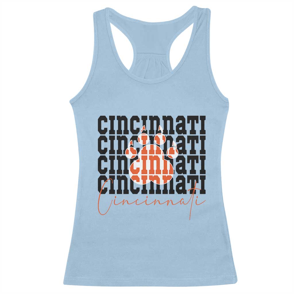 CF TGR Paw Football Lover Gift Racerback Tank Top TS12 Light Blue Print Your Wear
