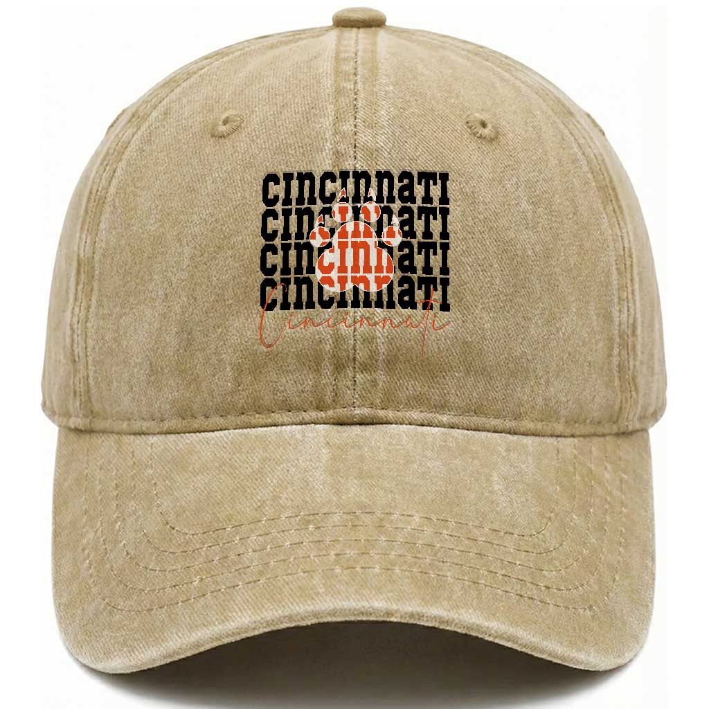 CF TGR Paw Football Lover Gift Washed Cotton Baseball Cap TS12 Print Your Wear