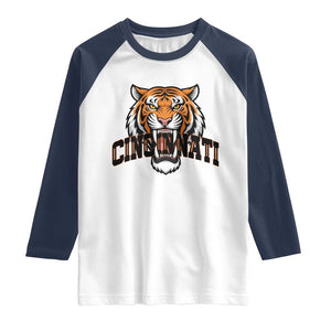 Roaring CFBT Game Day Fans Gift Raglan Shirt TS12 White Navy Print Your Wear