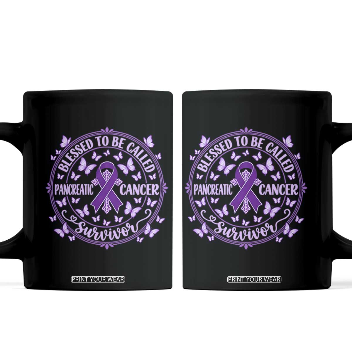 Pancreatic Cancer Warrior Coffee Mug Blessed To Be Called A Survivor Purple Ribbon Butterfly