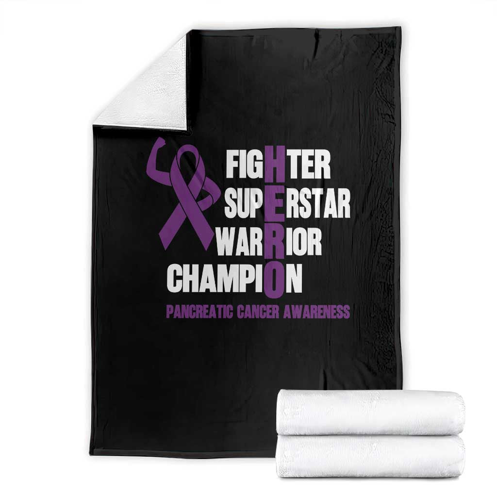 Hero Pancreatic Cancer Awareness Throw Blanket Purple Ribbon Fighter Support Warrior Gift