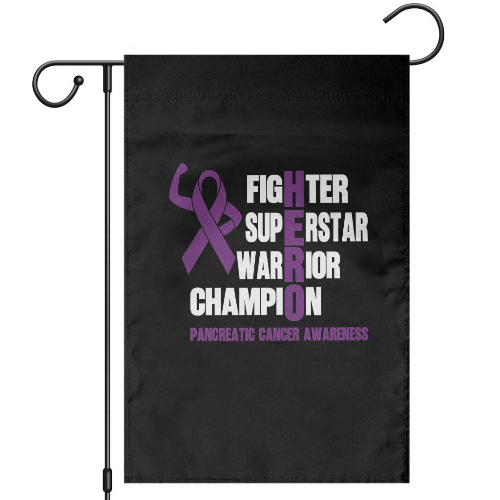 Hero Pancreatic Cancer Awareness Garden Flag Purple Ribbon Fighter Support Warrior Gift