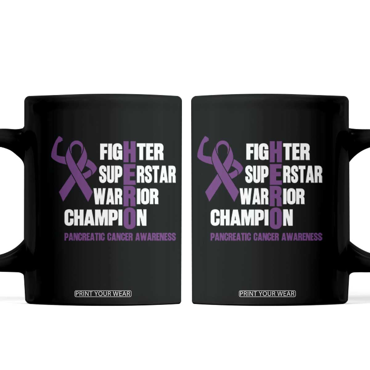 Hero Pancreatic Cancer Awareness Coffee Mug Purple Ribbon Fighter Support Warrior Gift