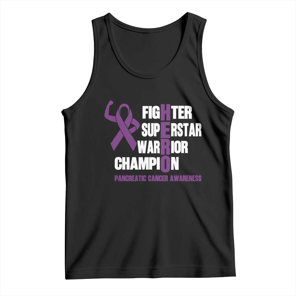 Hero Pancreatic Cancer Awareness Tank Top Purple Ribbon Fighter Support Warrior Gift