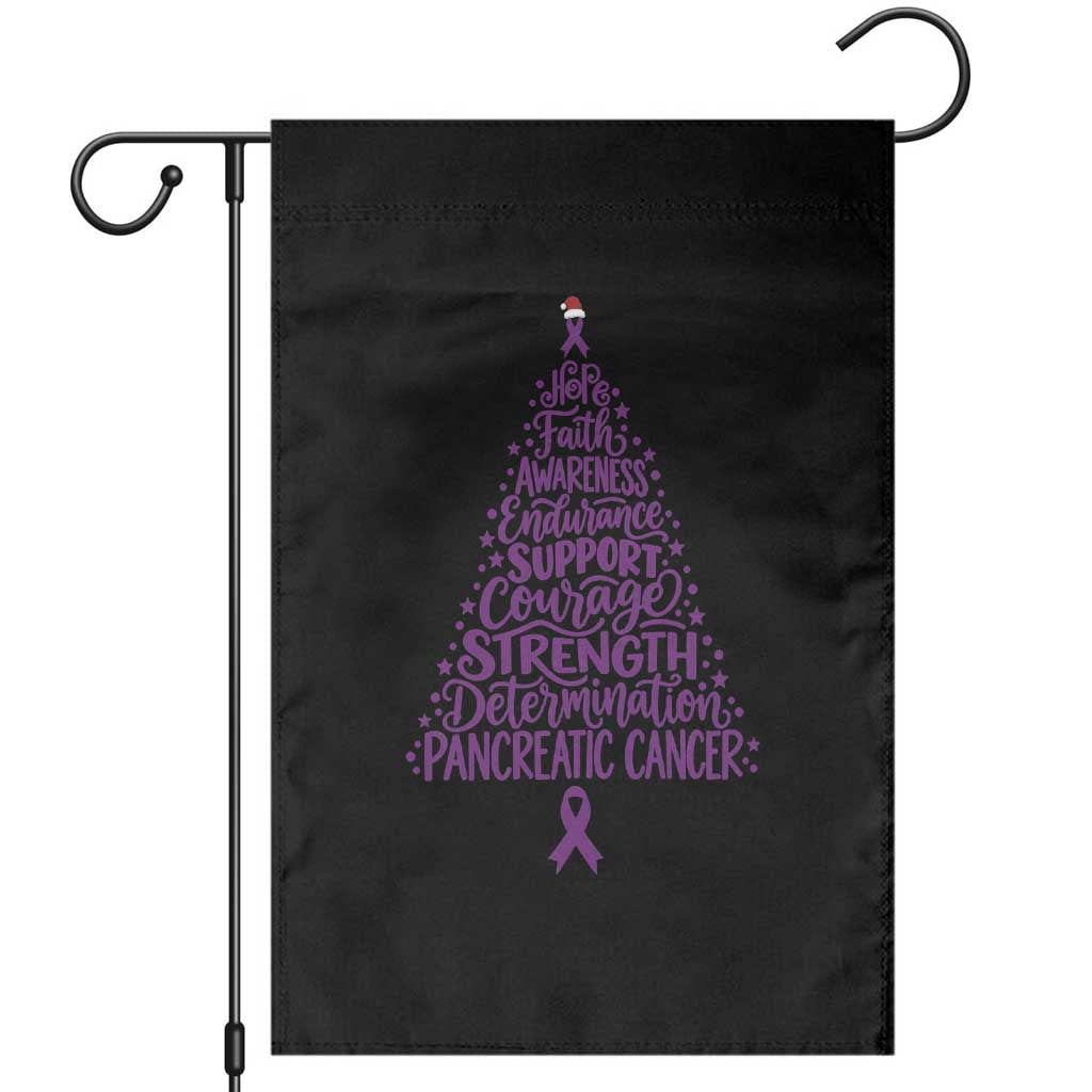 Pancreatic Cancer Awareness Christmas Tree Garden Flag Purple Ribbon Holiday Graphic