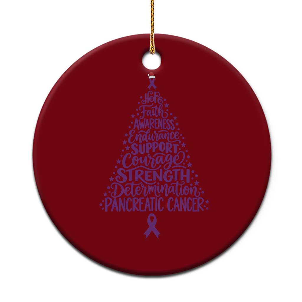 Pancreatic Cancer Awareness Christmas Tree Ceramic Ornament Purple Ribbon Holiday Graphic