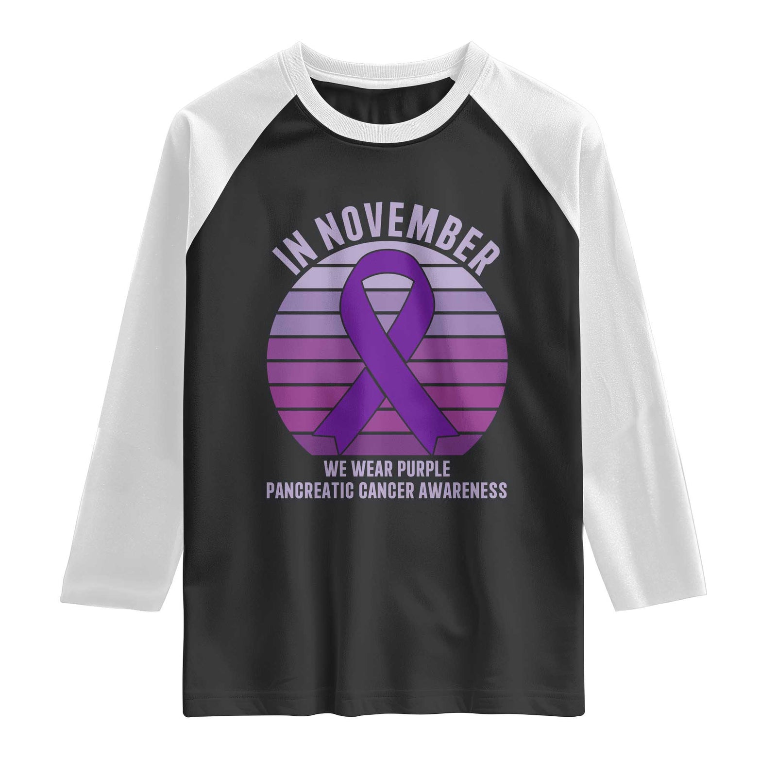 Pancreatic Cancer Support Fighter Raglan Shirt In November We Wear Purple