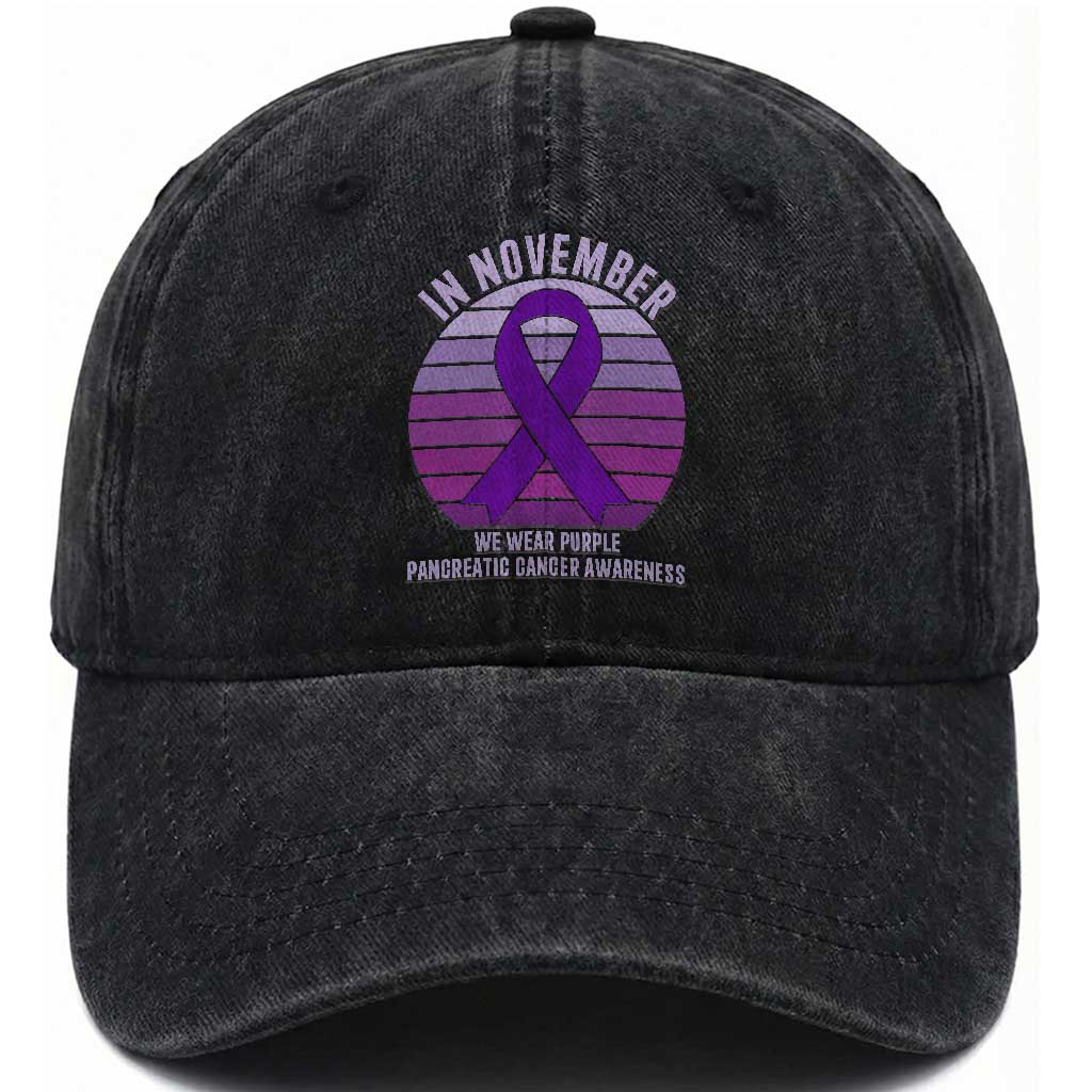 Pancreatic Cancer Support Fighter Washed Cotton Baseball Cap In November We Wear Purple