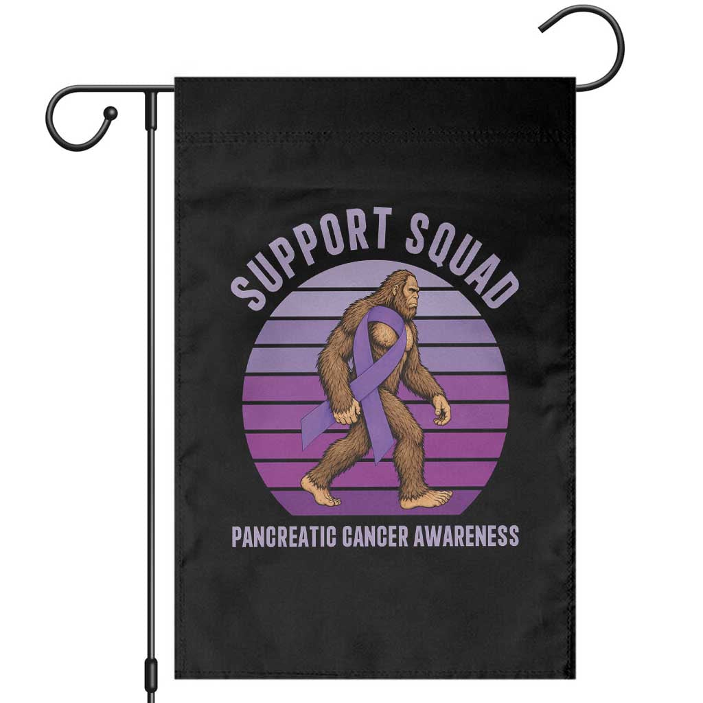 Vintage Bigfoot Pancreatic Cancer Support Squad Garden Flag Purple Ribbon Fighter