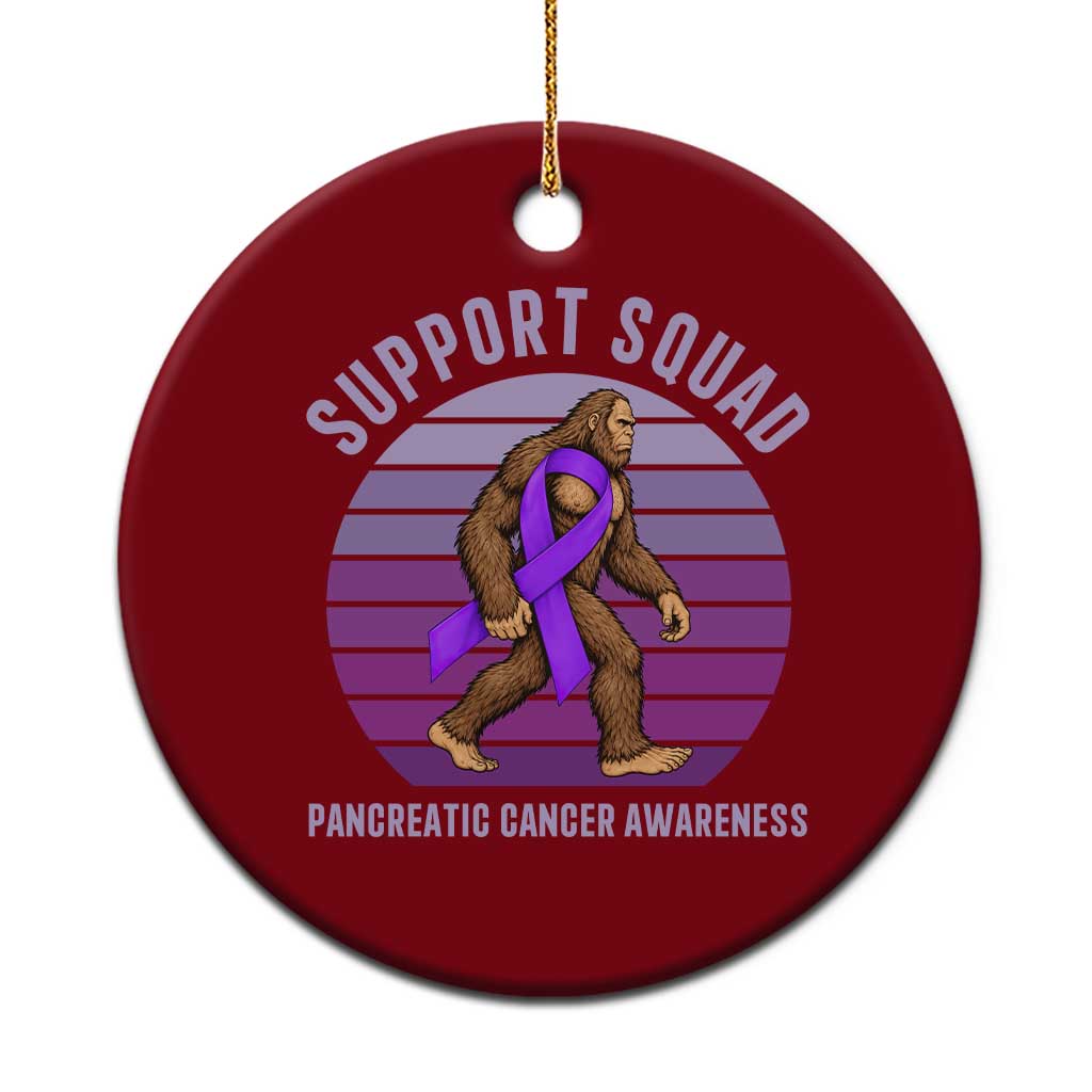 Vintage Bigfoot Pancreatic Cancer Support Squad Ceramic Ornament Purple Ribbon Fighter