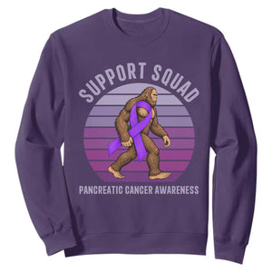 Vintage Bigfoot Pancreatic Cancer Support Squad Sweatshirt Purple Ribbon Fighter