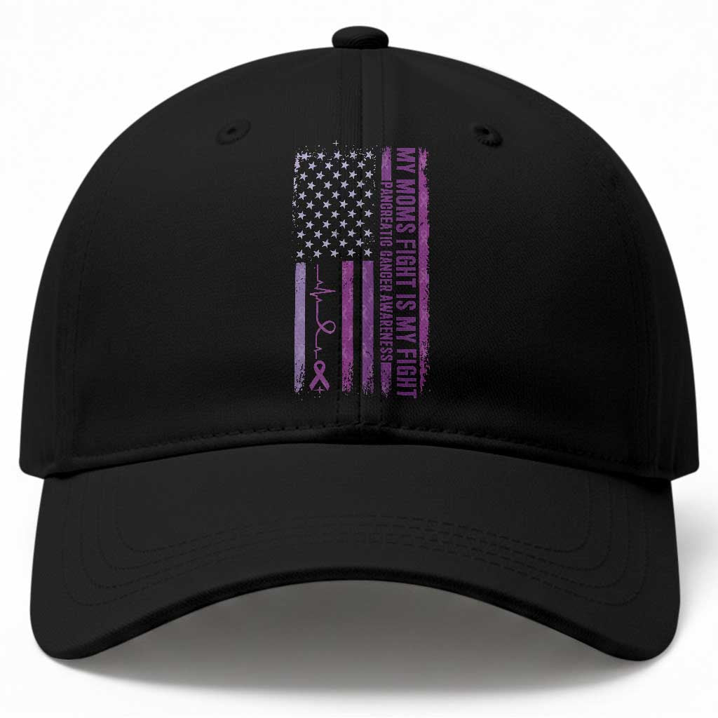 American Flag Pancreatic Cancer Support Baseball Cap My Moms Fight My Fight
